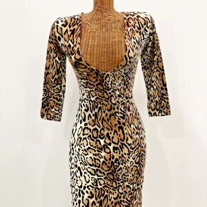 (NWT!) MOTEL Sexy Leopard Print Mini Dress, Plunging Neckline (Size S, Fits XS)